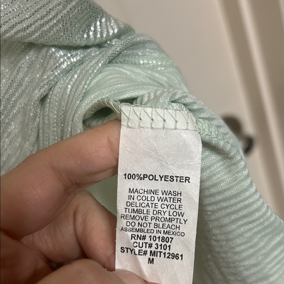 Espresso Metallic Mint Tank Top Shiny Dance Layering Piece Stretchy M to L - Picture 3 of 10